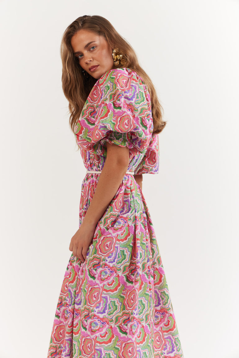 La Bohème Girls Camila Maxi Dress Cotton Agate Candy Apple