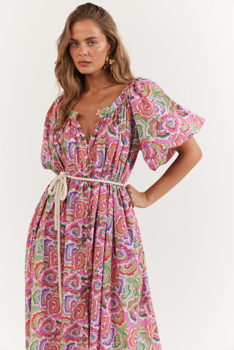 La Bohème Girls Camila Maxi Dress Cotton Agate Candy Apple