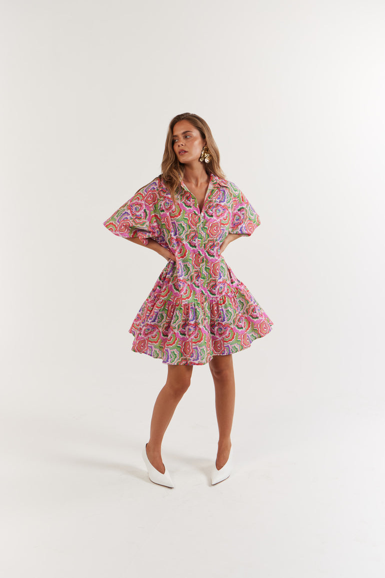 La Bohème Girls Moxie Mini Dress Cotton Agate Candy Apple