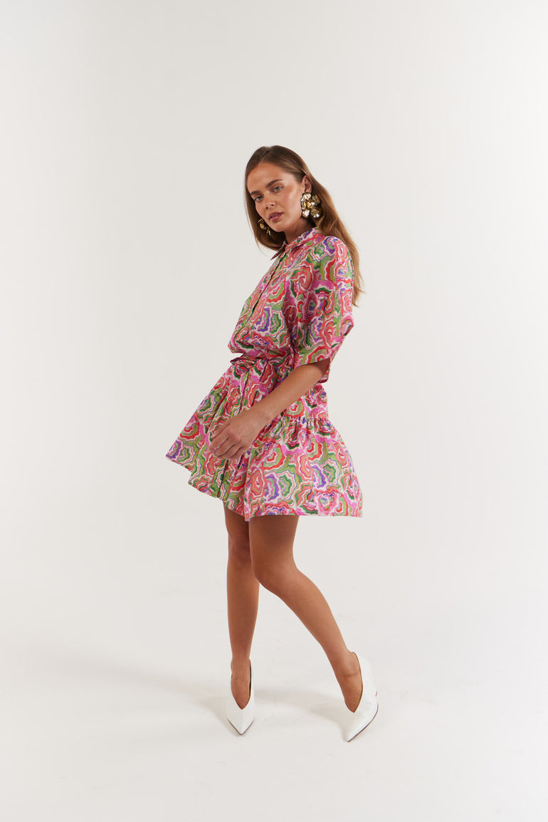 La Bohème Girls Moxie Mini Dress Cotton Agate Candy Apple