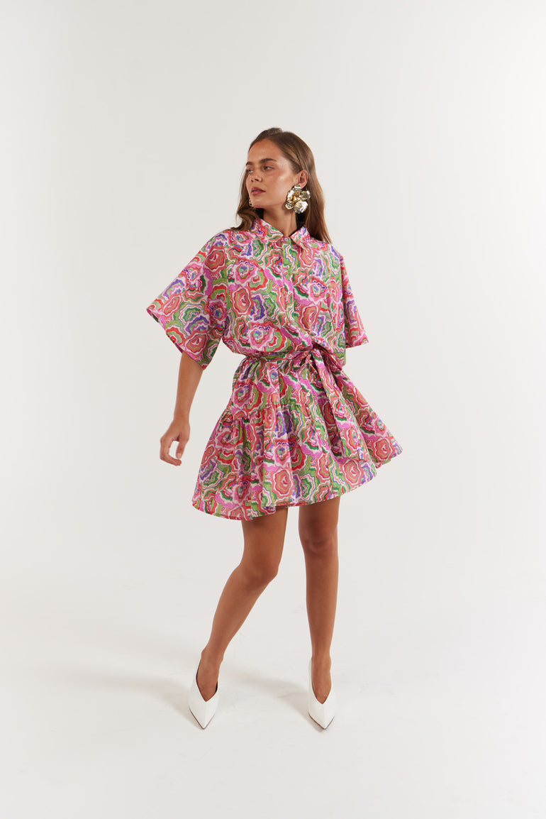 La Bohème Girls Moxie Mini Dress Cotton Agate Candy Apple