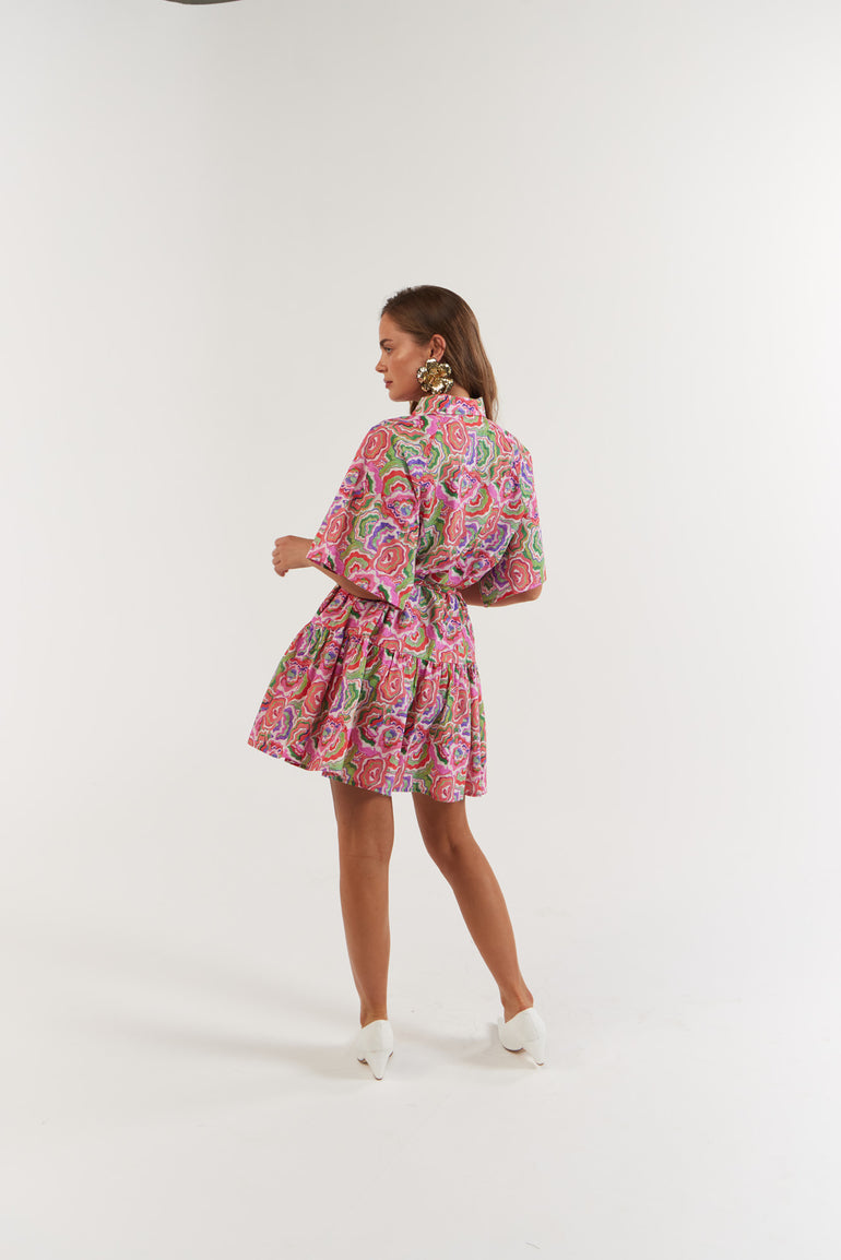 La Bohème Girls Moxie Mini Dress Cotton Agate Candy Apple