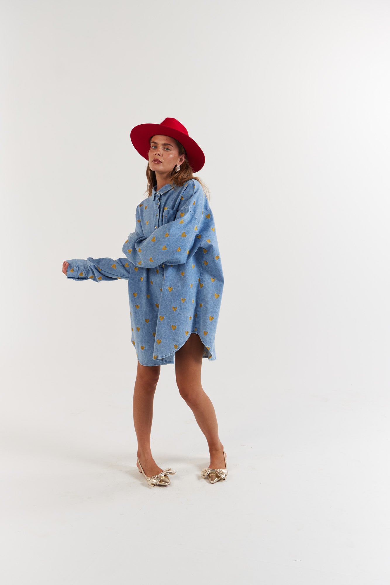 La Bohème Girls Clyde Shirt Denim Hearts