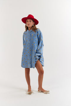 La Bohème Girls Clyde Shirt Denim Hearts