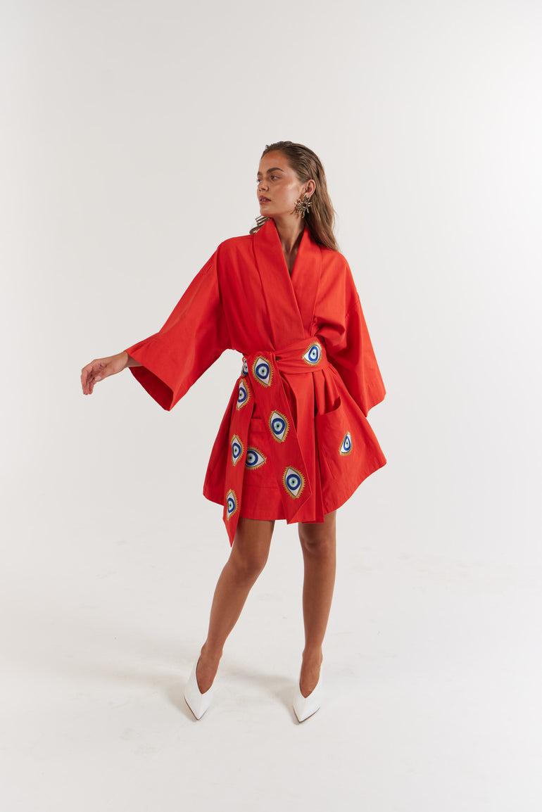 La Bohème Girls Nirvana Robe Dress Tangerine Evil Eye