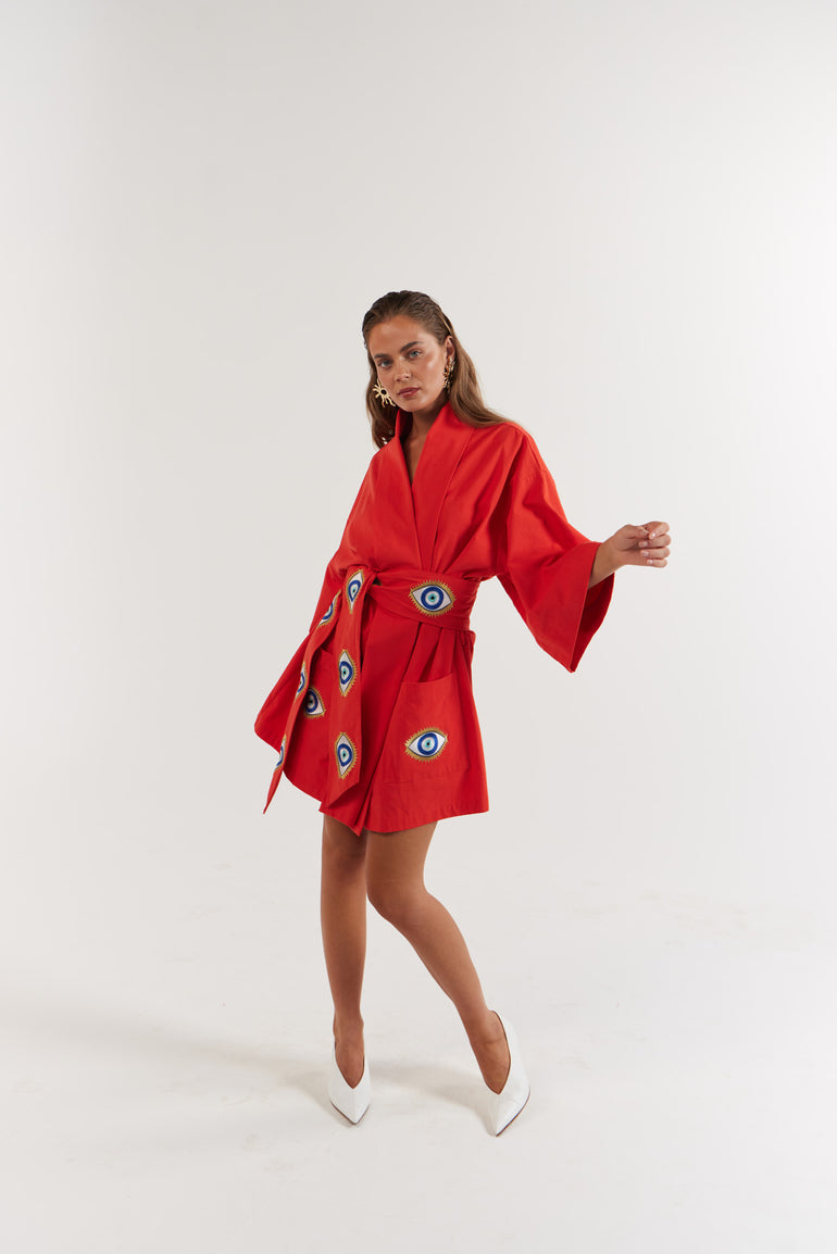 La Bohème Girls Nirvana Robe Dress Tangerine Evil Eye