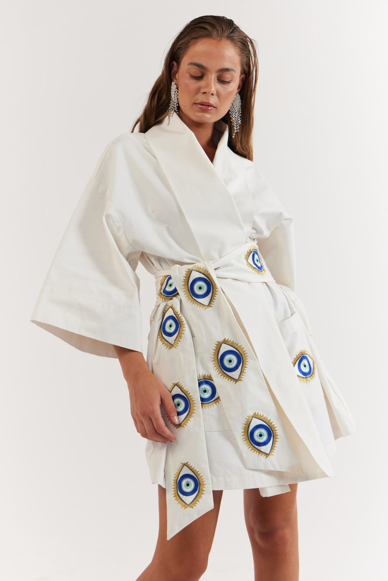 La Bohème Girls Nirvana Robe Dress White Evil Eye