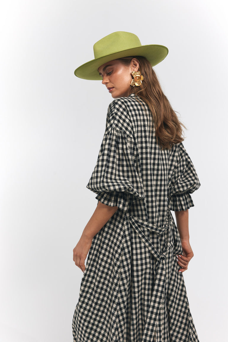 La Bohème Girls Poppy Maxi Dress Black Oat Gingham