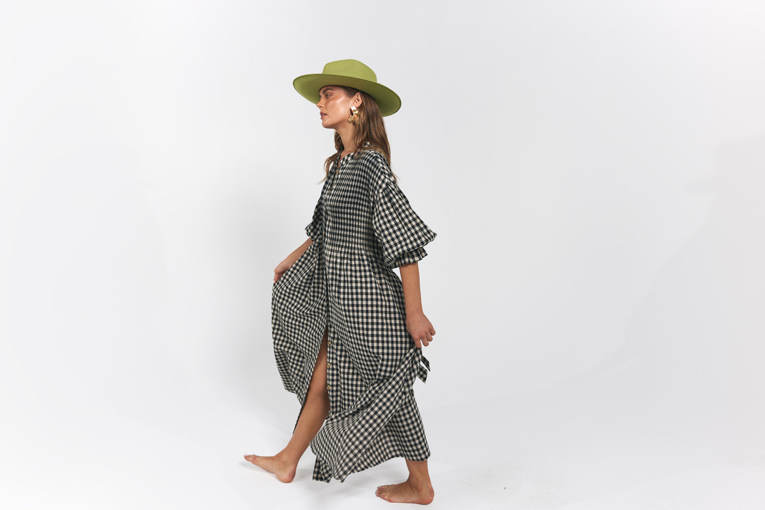 La Bohème Girls Poppy Maxi Dress Black Oat Gingham