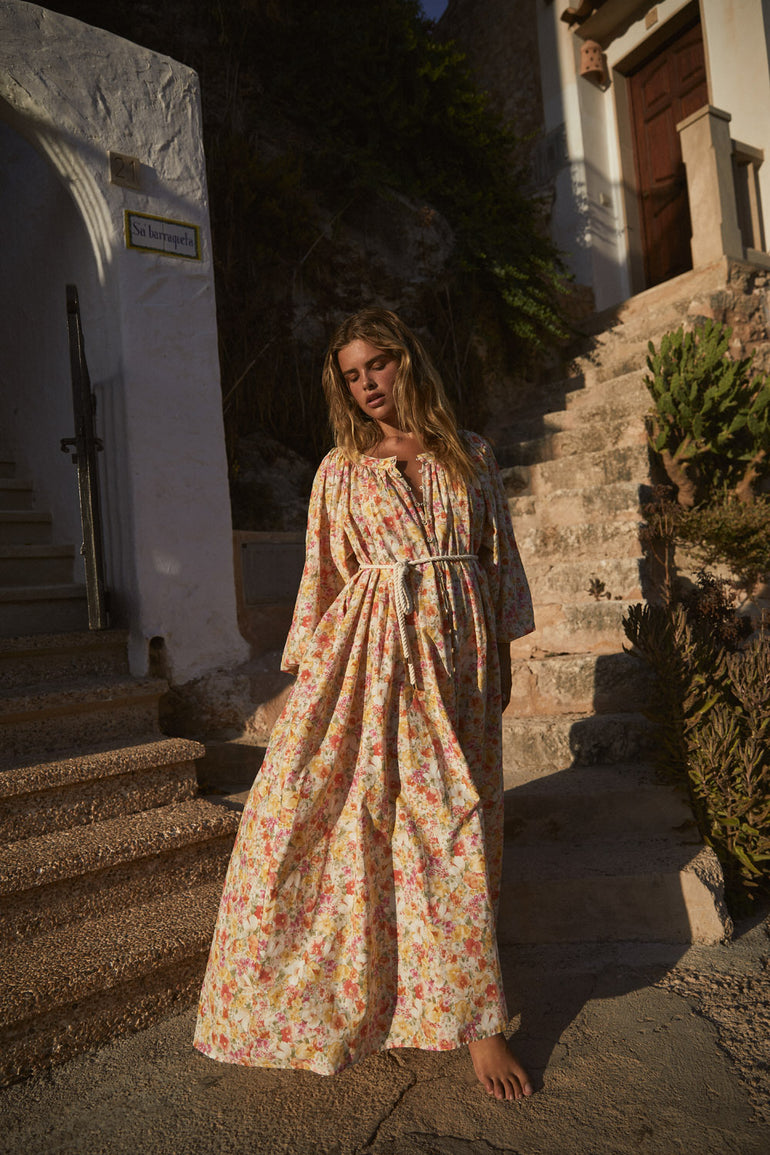La Bohème Girls Camila Maxi Dress L/S Marigold Floral