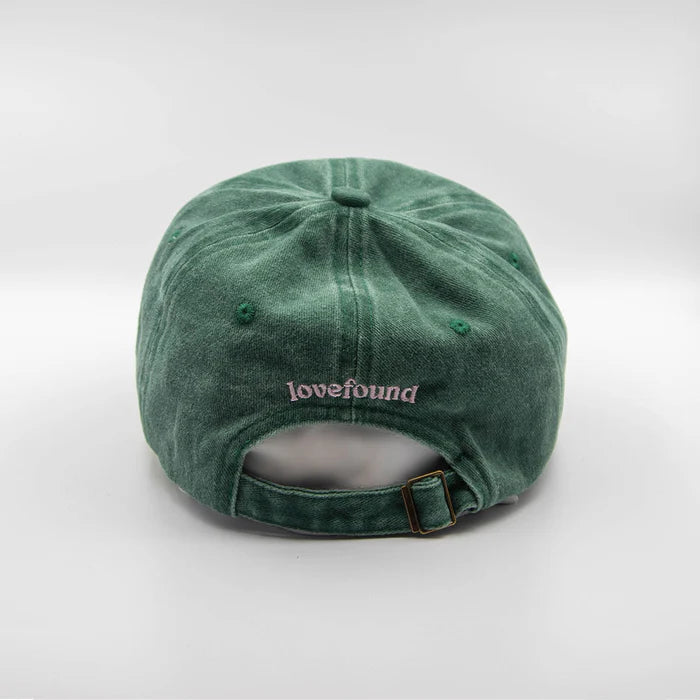 Lovefound Slogan Cap Lucky Washed Green