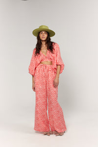 La Bohème Girls Essie V Neck Maxi Dress Coral Oat Leopard
