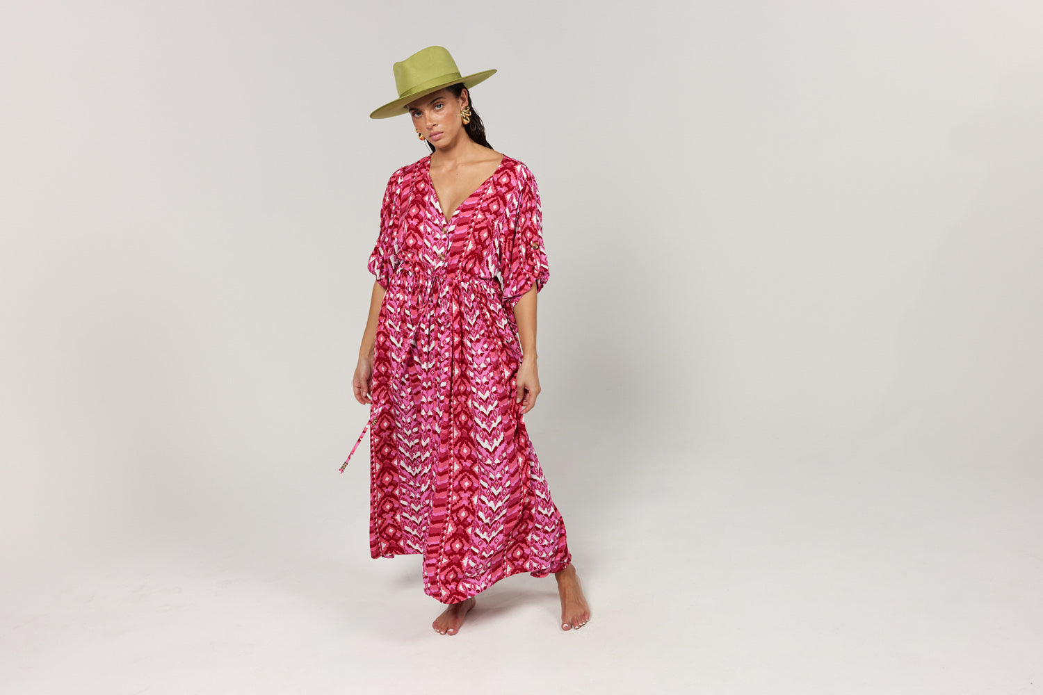 La Bohème Girls Selma Maxi Dress Hot Pink Aztec