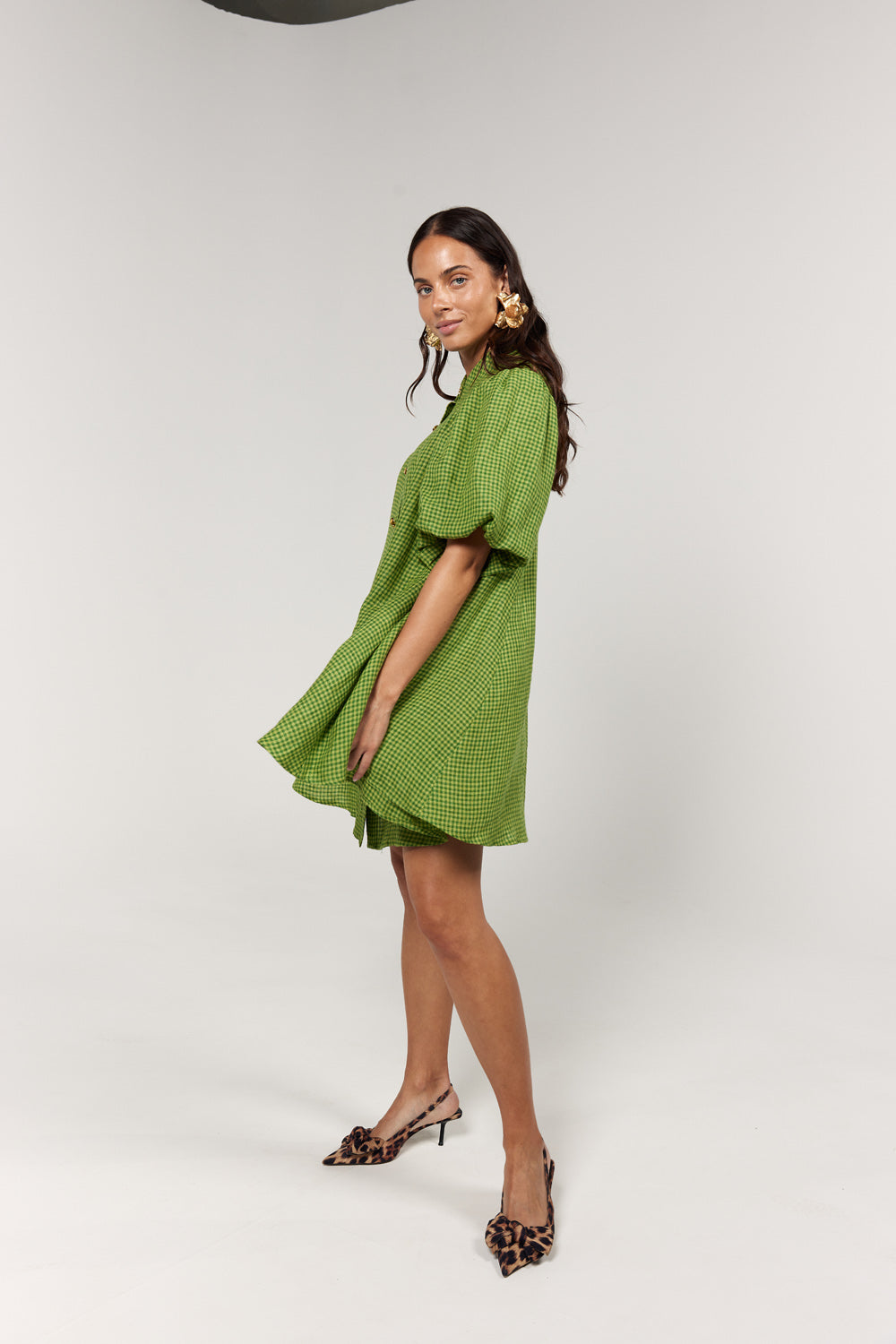 La Bohème Girls Peyton Mini Dress Green Gingham