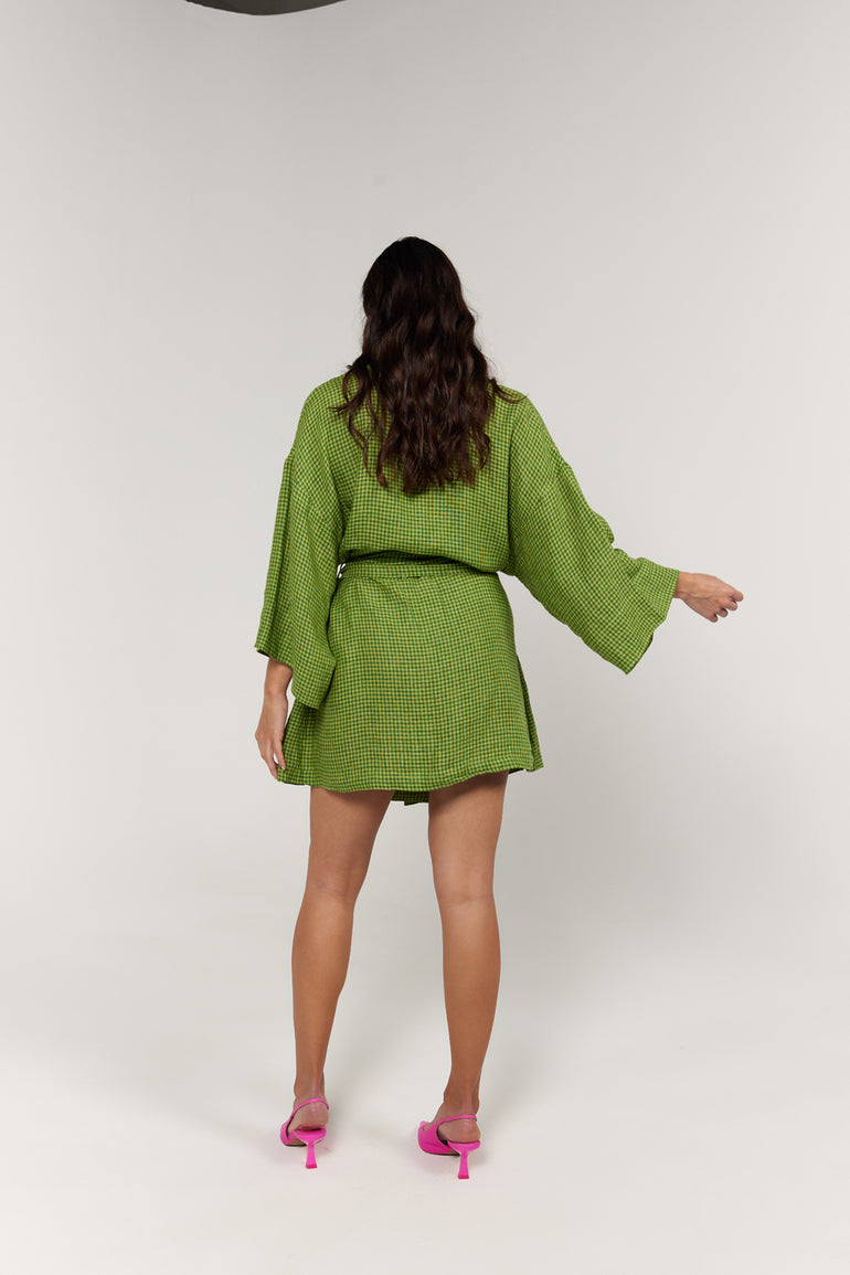 La Bohème Girls Nirvana Robe Dress Green Gingham