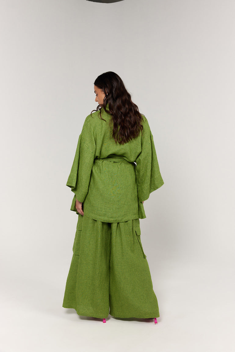 La Bohème Girls Nirvana Robe Dress Green Gingham