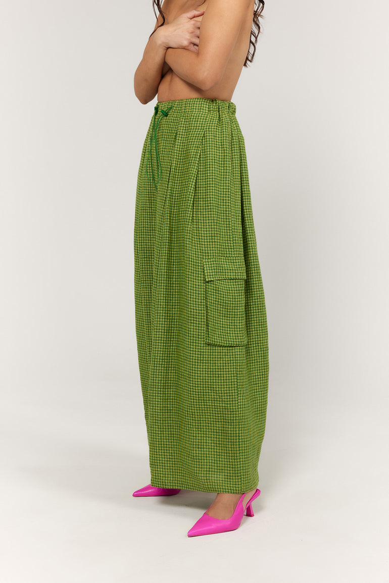 La Bohème Girls Juno Pant Green Gingham