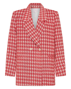 Red and white La Boheme Girls Houndstooth Patterned blazer