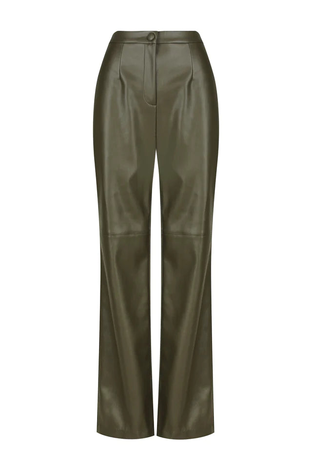 Hansen & Gretel Madden Wide Leg Leather Pant Moss