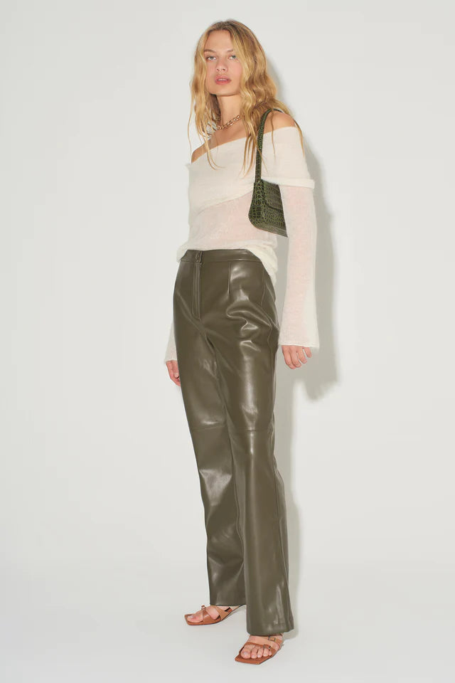 Hansen & Gretel Madden Wide Leg Leather Pant Moss