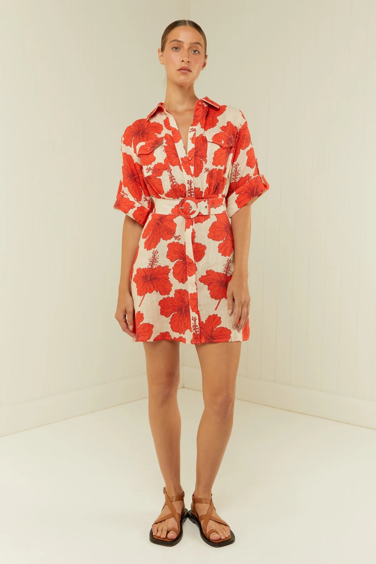 Palm Noosa Camelia Dress Red Hibiscus