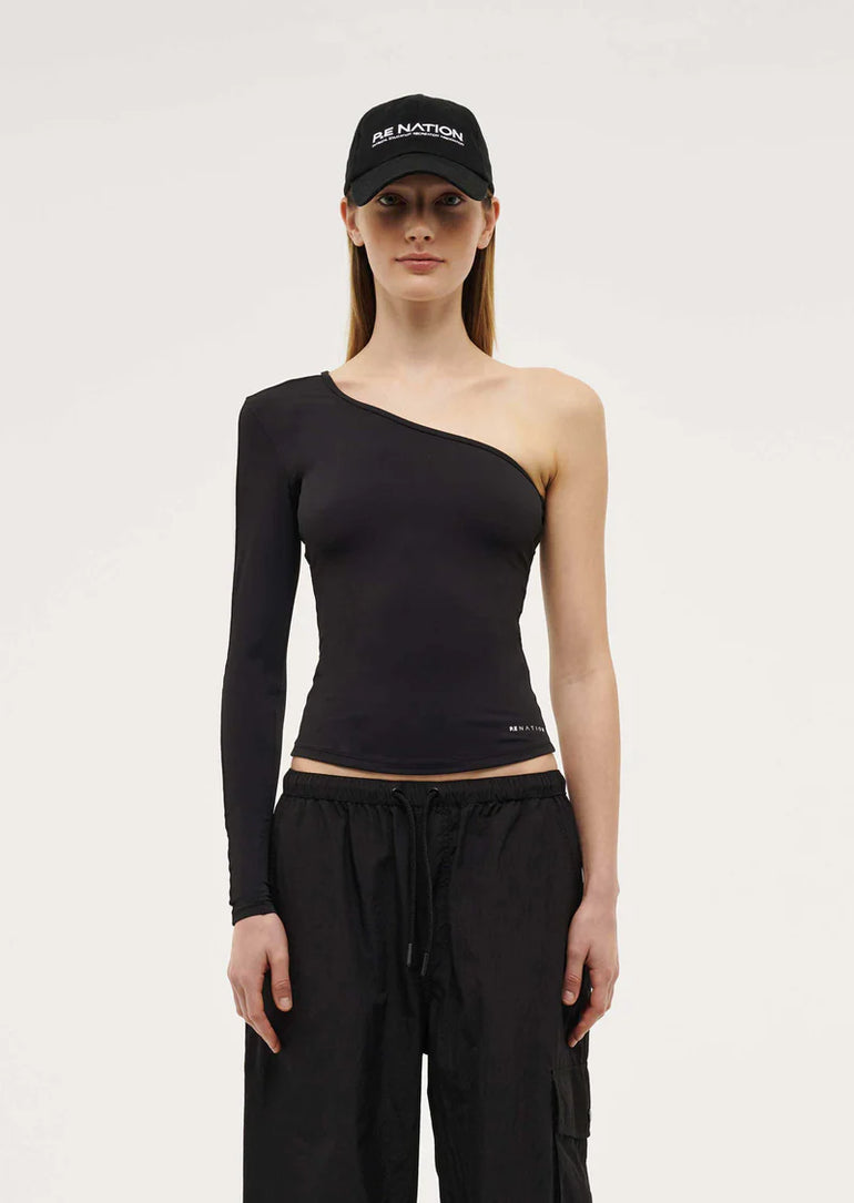 PE Nation Foundation Asymmetric Long Sleeve Top Black