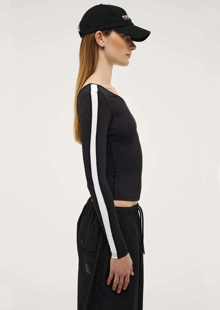 PE Nation Foundation Asymmetric Long Sleeve Top Black