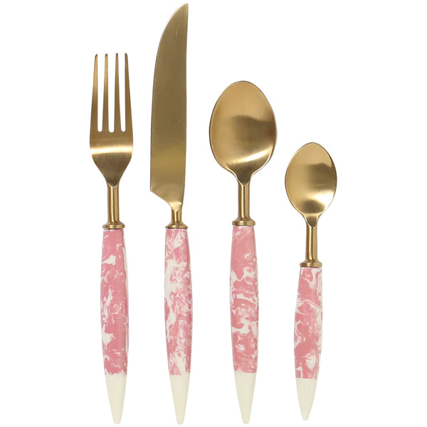 Kip&Co Pink Marble Cutlery Set Of 8