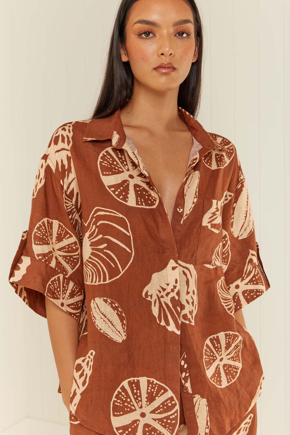 Palm Noosa Mirage Shirt Brown Shells