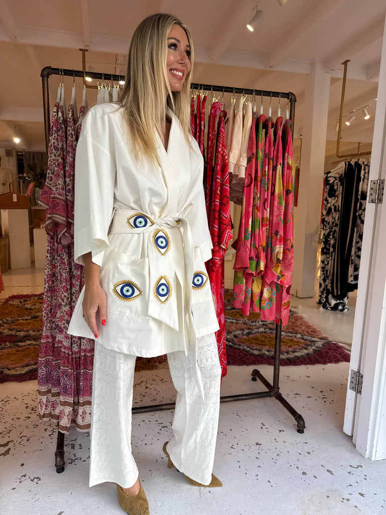 La Bohème Girls Nirvana Robe Dress White Evil Eye