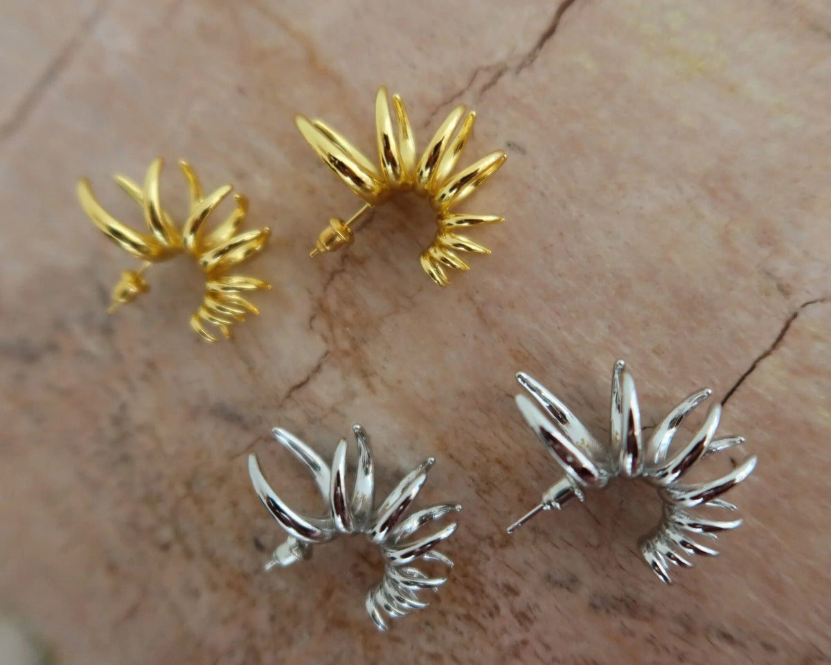 La Bohème Girls Molten Earrings in Silver – silver and gold molten earrings