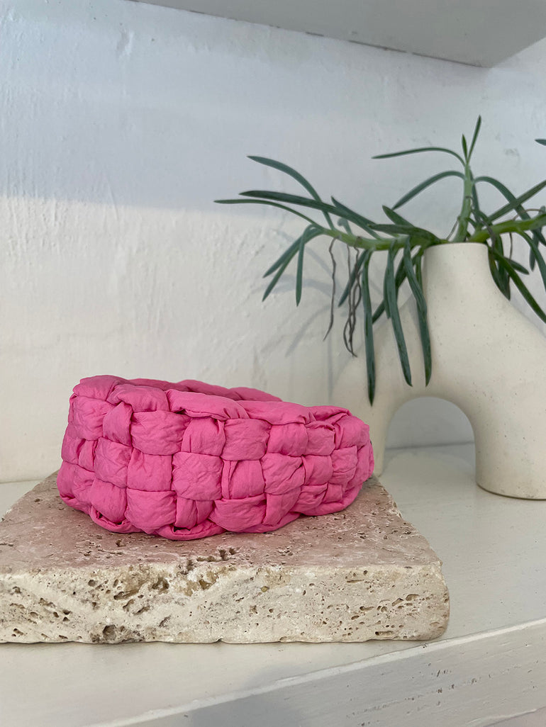 La Bohème Girls Pink Textured Weave Headband