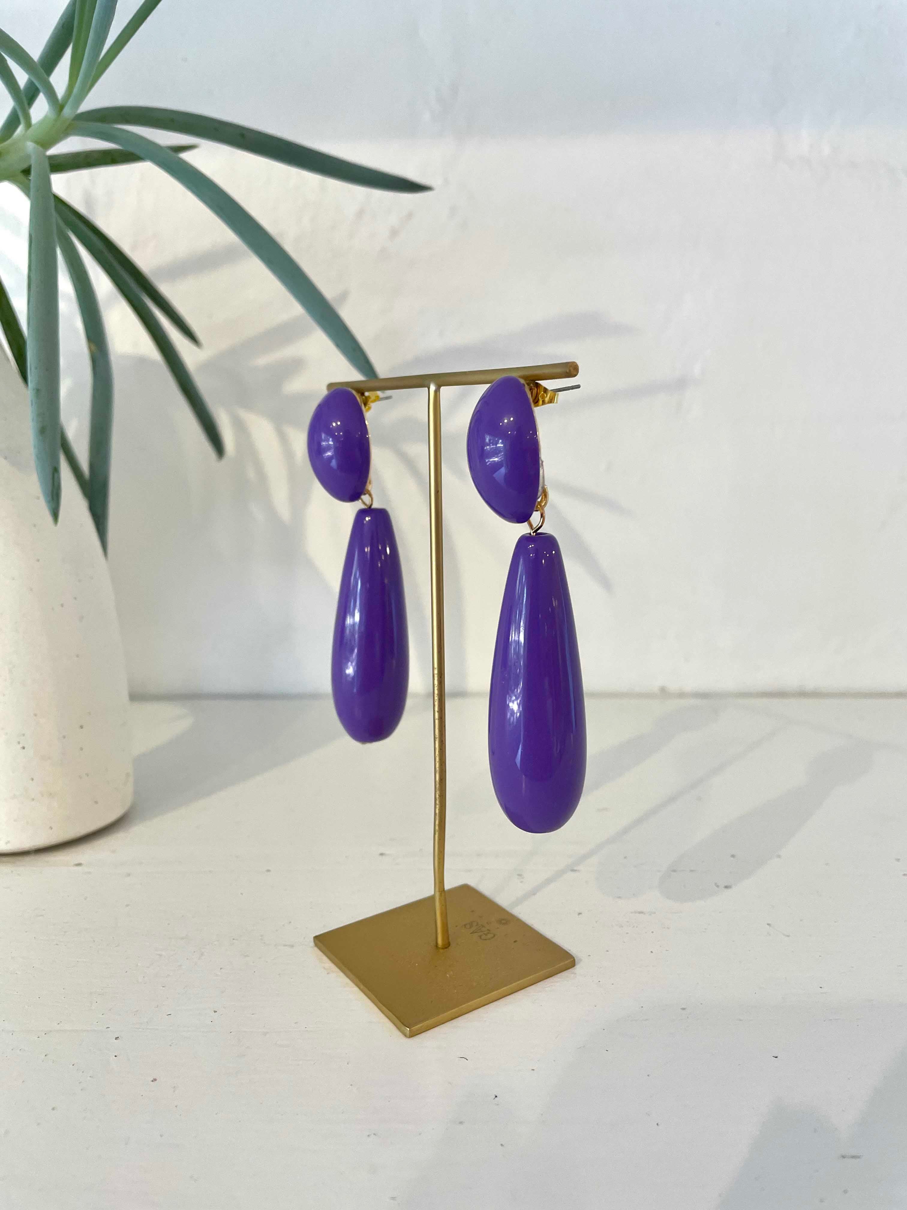 La Bohème Girls Purple Penny Teardrop Earrings