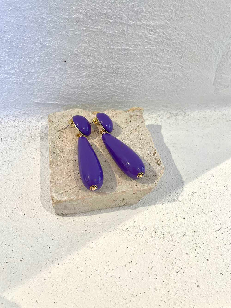 La Bohème Girls Purple Penny Teardrop Earrings