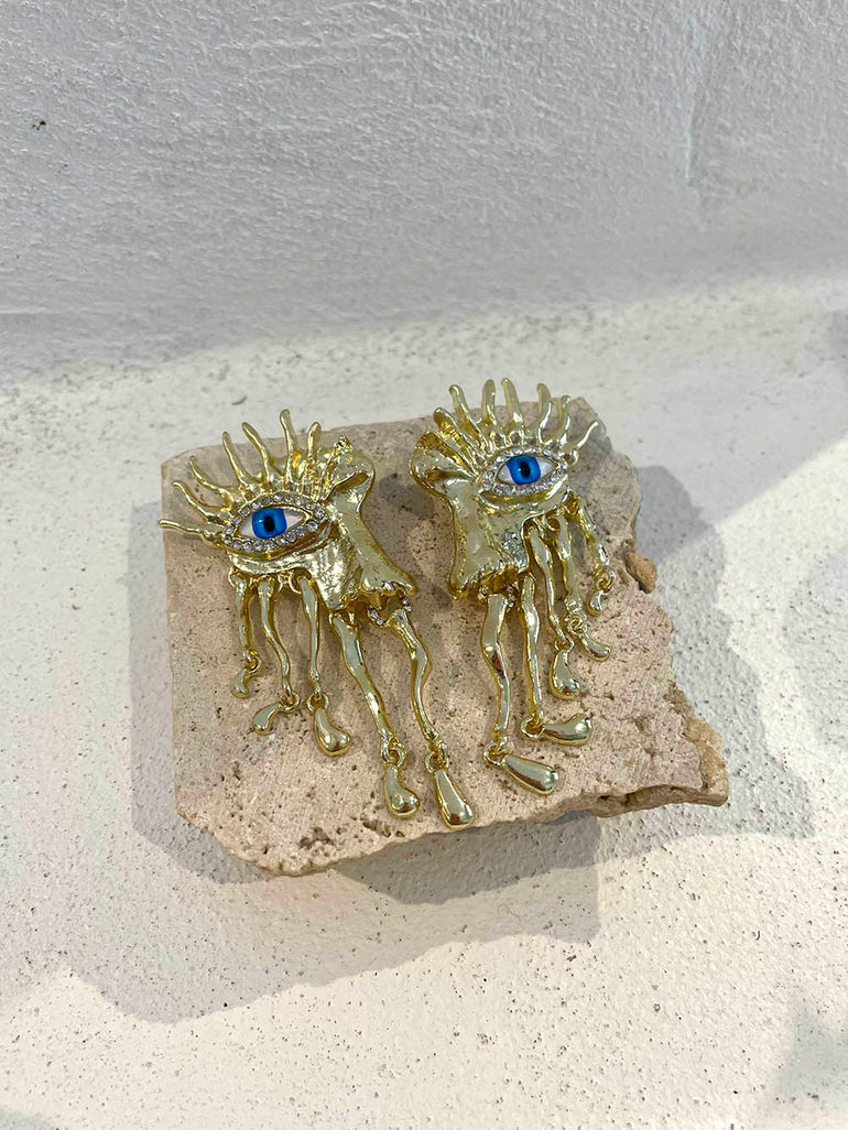 La Bohème Girls Ellena Eye Earrings Blue