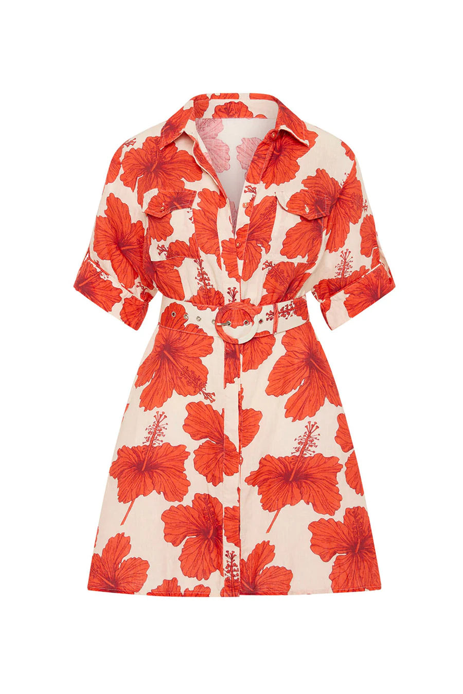 Palm Noosa Camelia Dress Red Hibiscus