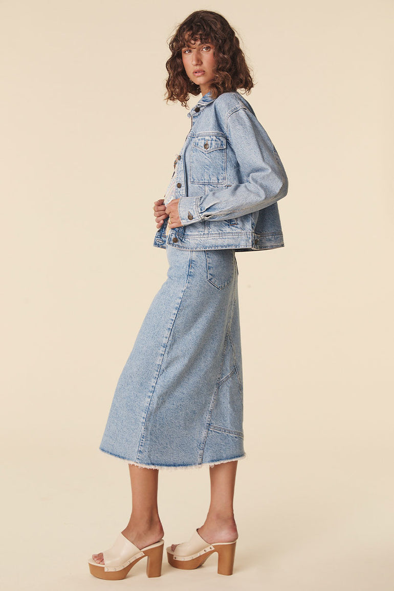 Spell Eve Denim Skirt Sun Washed Blue