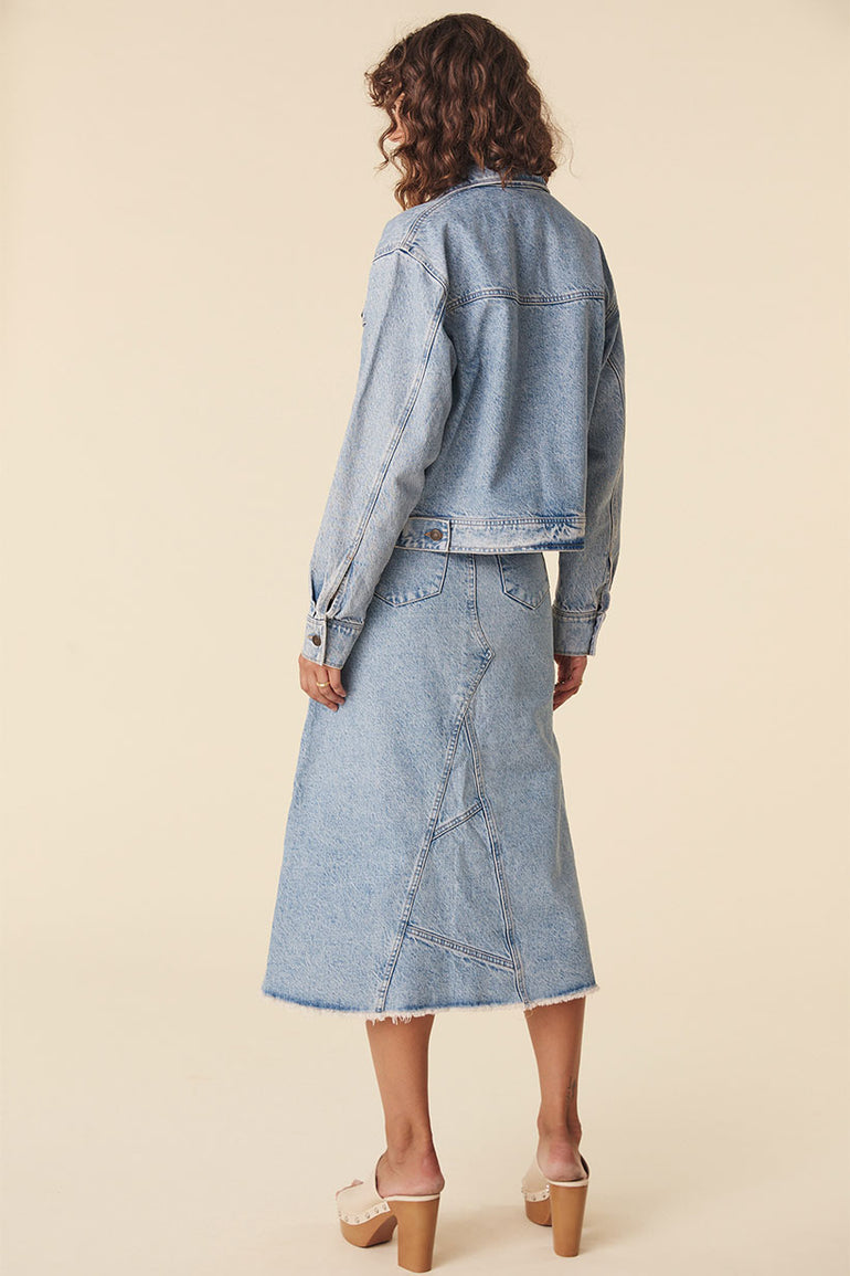 Spell Eve Denim Skirt Sun Washed Blue