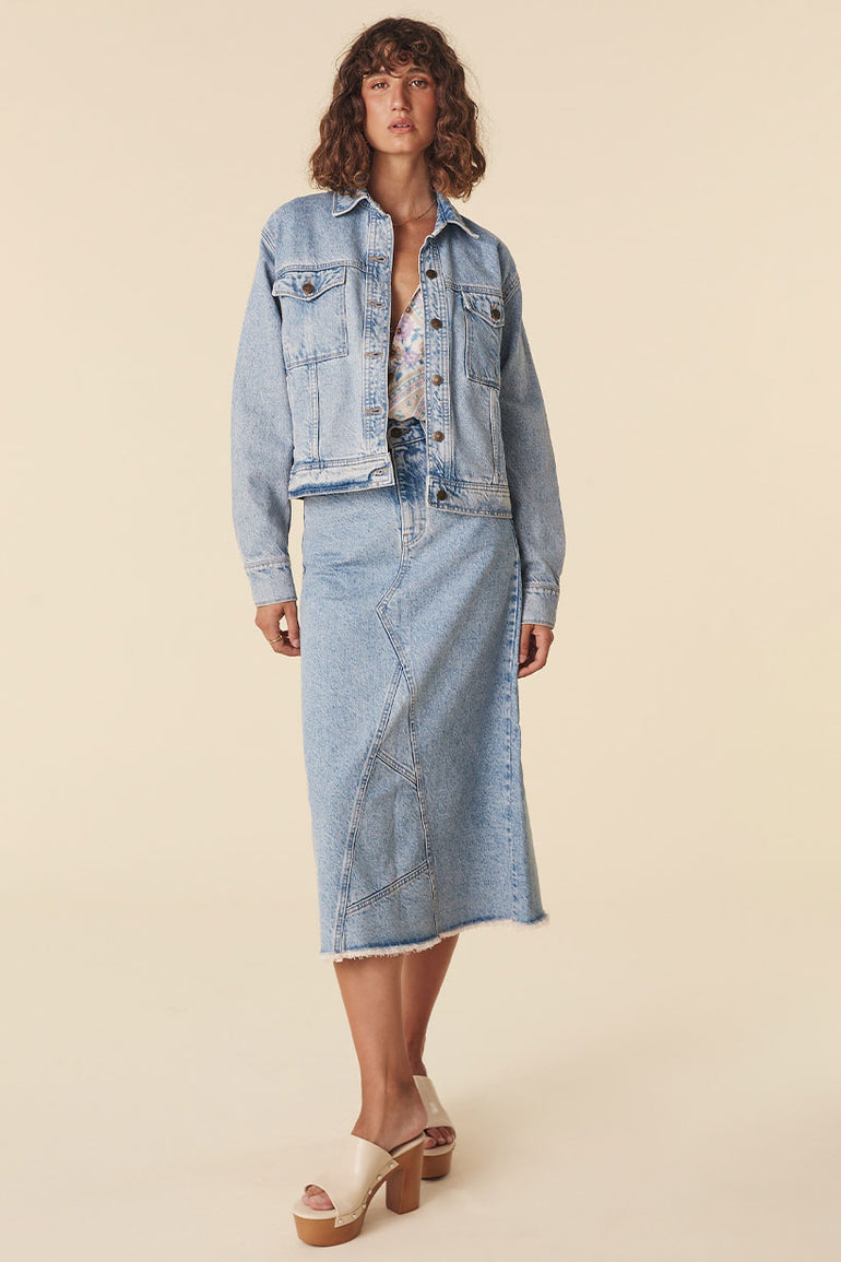 Spell Eve Denim Skirt Sun Washed Blue