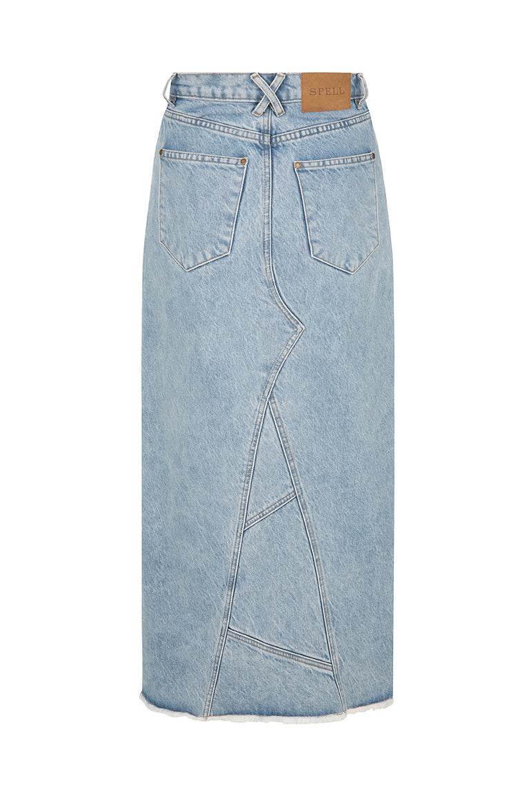 Spell Eve Denim Skirt Sun Washed Blue