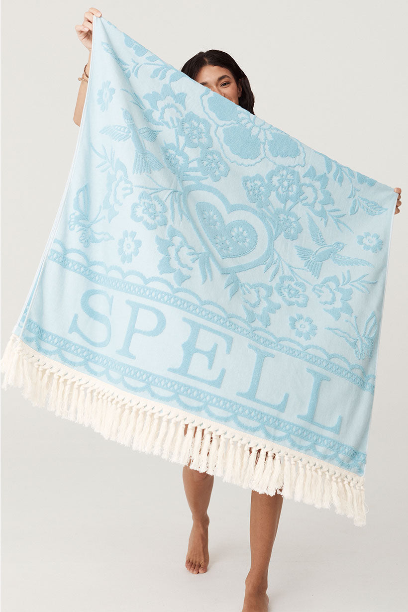 Spell Love Note Towel Sky