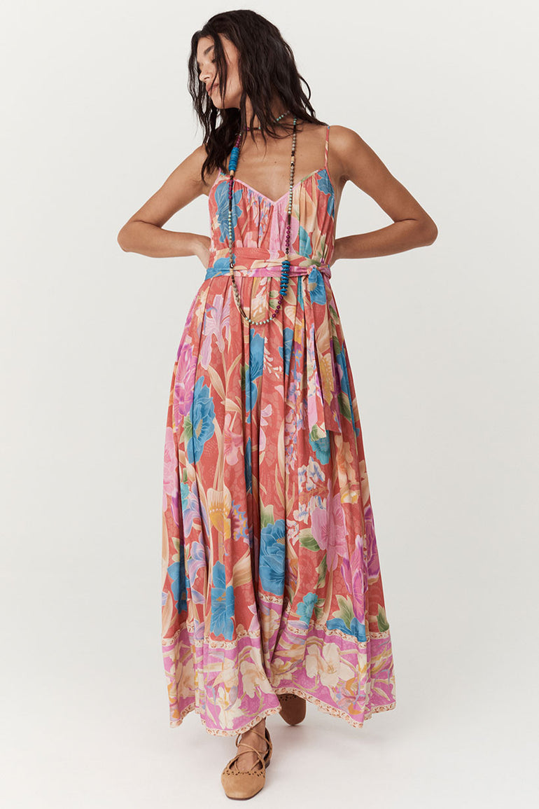 Spell Painter's Garden Strappy Maxi Dress Crimson