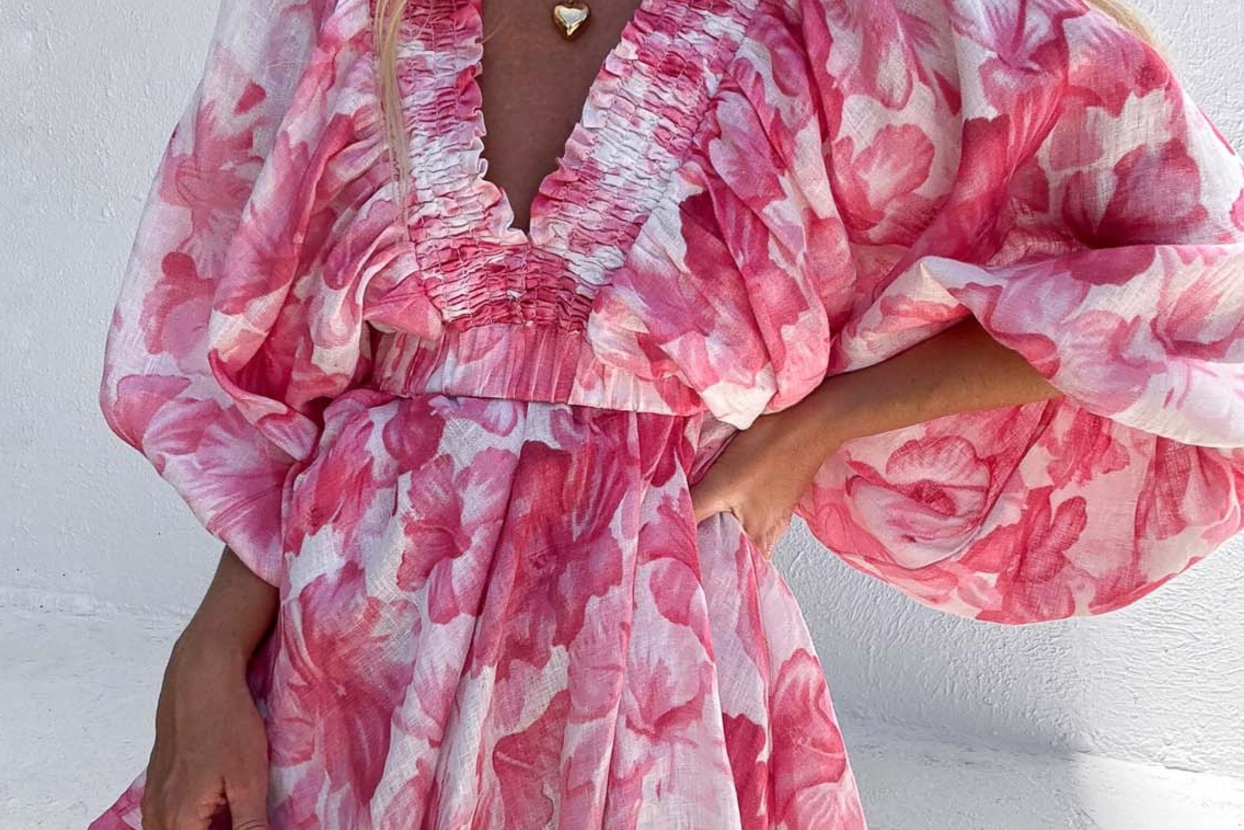 La Bohème Girls Essie V Neck Mini Dress Aloha Floral