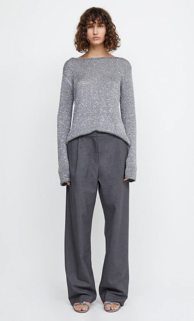 Bec & Bridge Sadie Sequin LS Knit Top Charcoal