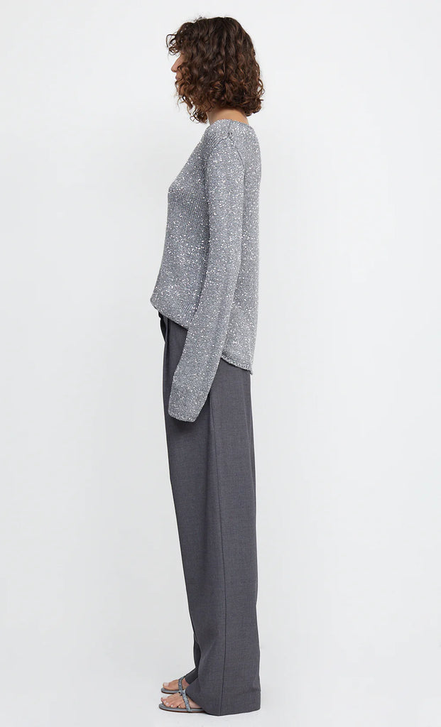 Bec & Bridge Sadie Sequin LS Knit Top Charcoal