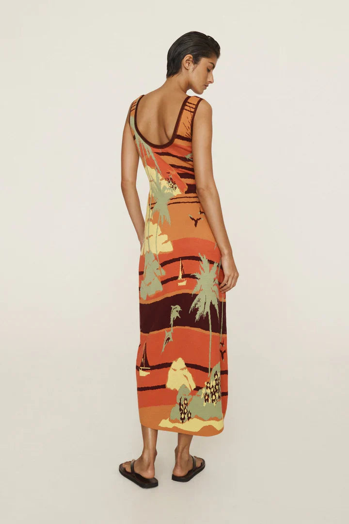 Alemais Palm Island Knit Midi Dress