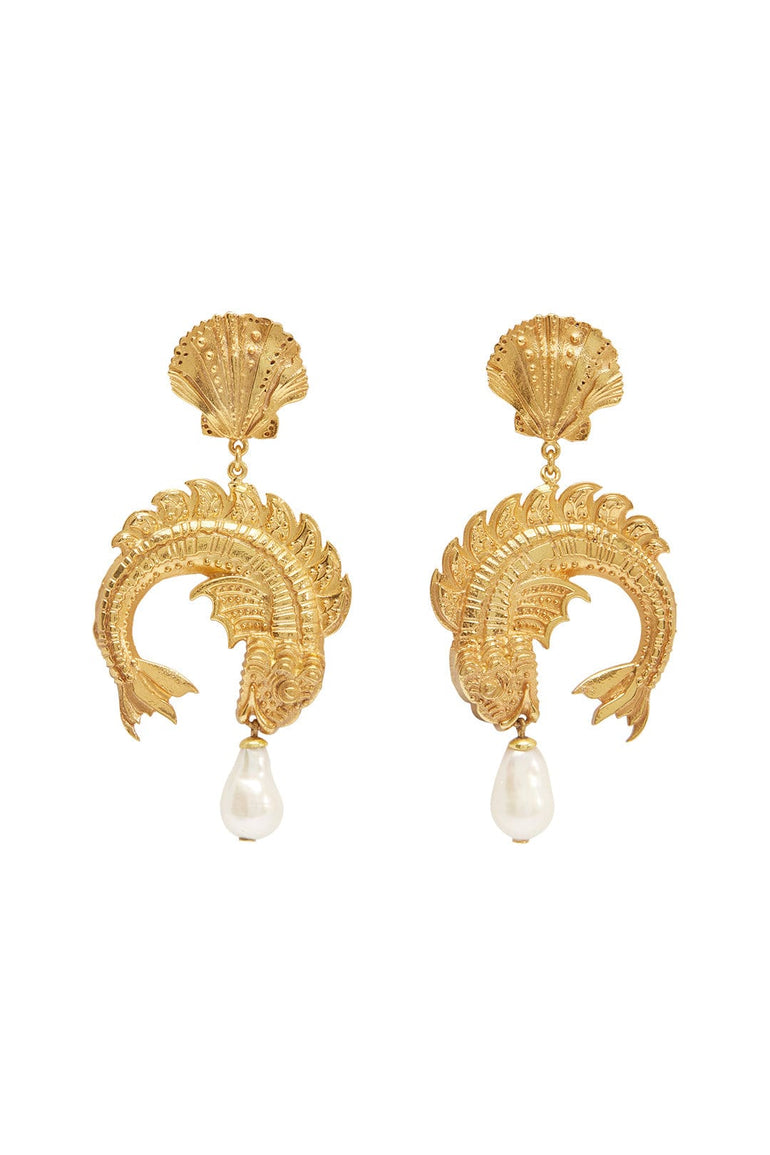 Alemais Curio Fish Pearl Drop Earrings