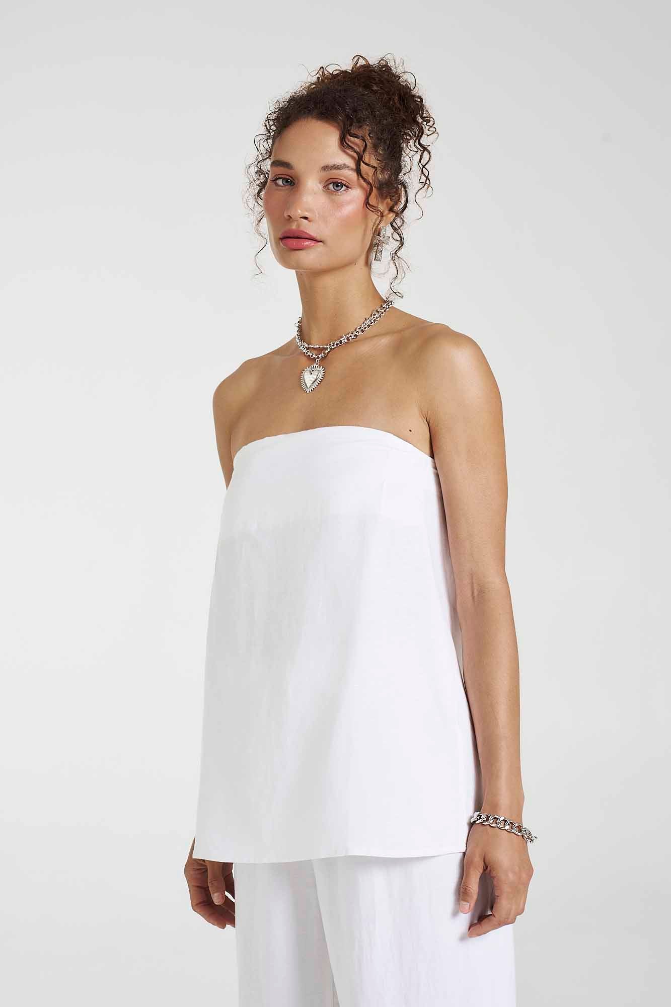 Summi Summi Strapless Shift Top Angelic White