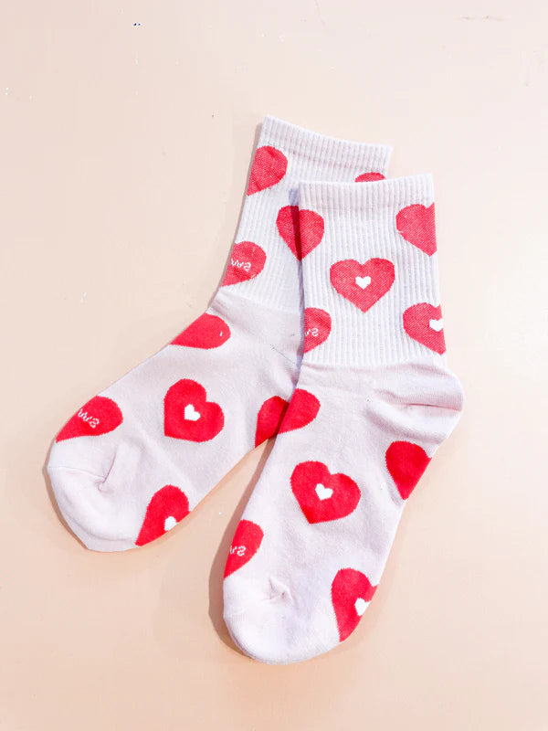 Angels Whisper Valentine Rib Neck Crew Socks