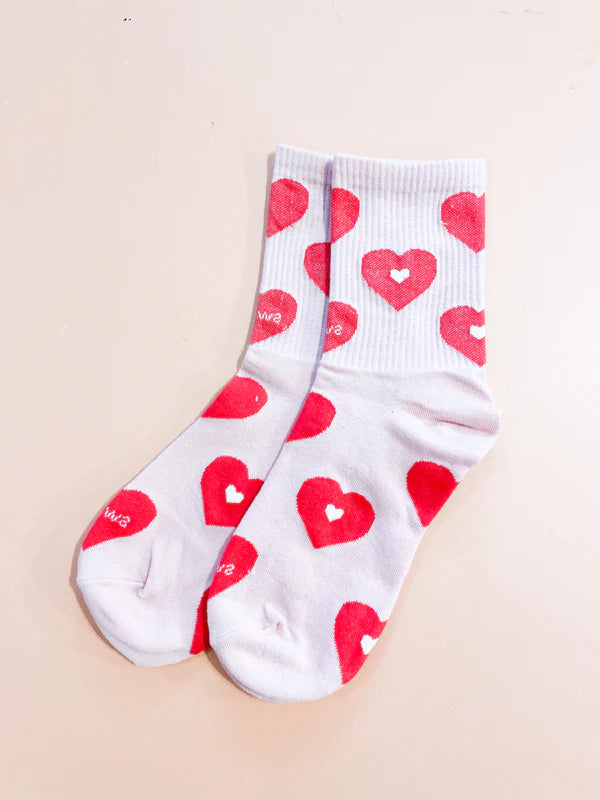 Angels Whisper Valentine Rib Neck Crew Socks